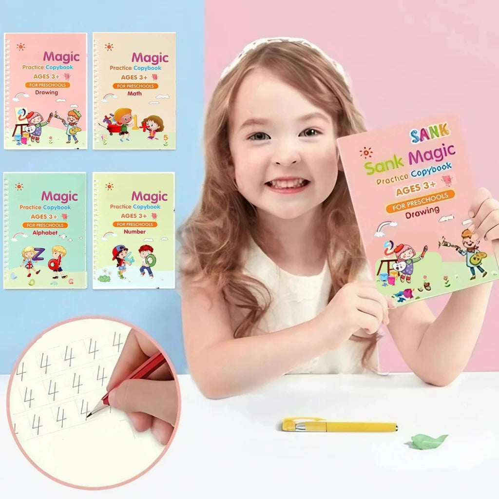 SkillSprout™ Magic Writing Kit (4 Books + Pen, Grip & 10 Refills)