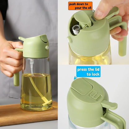 Premium Glass Oil Dispenser with Spray & Pour Function
