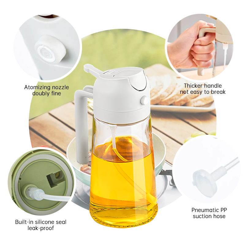 Premium Glass Oil Dispenser with Spray & Pour Function