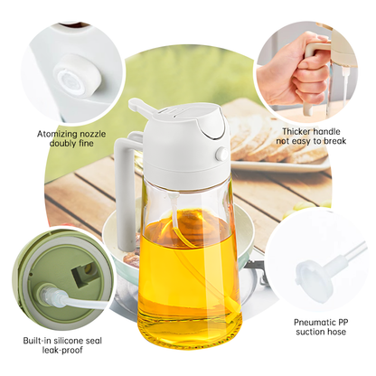 Premium Glass Oil Dispenser with Spray & Pour Function