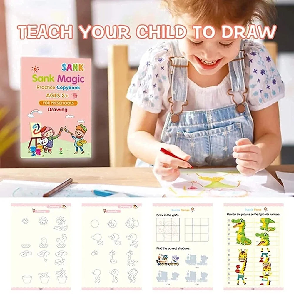SkillSprout™ Magic Writing Kit (4 Books + Pen, Grip & 10 Refills)