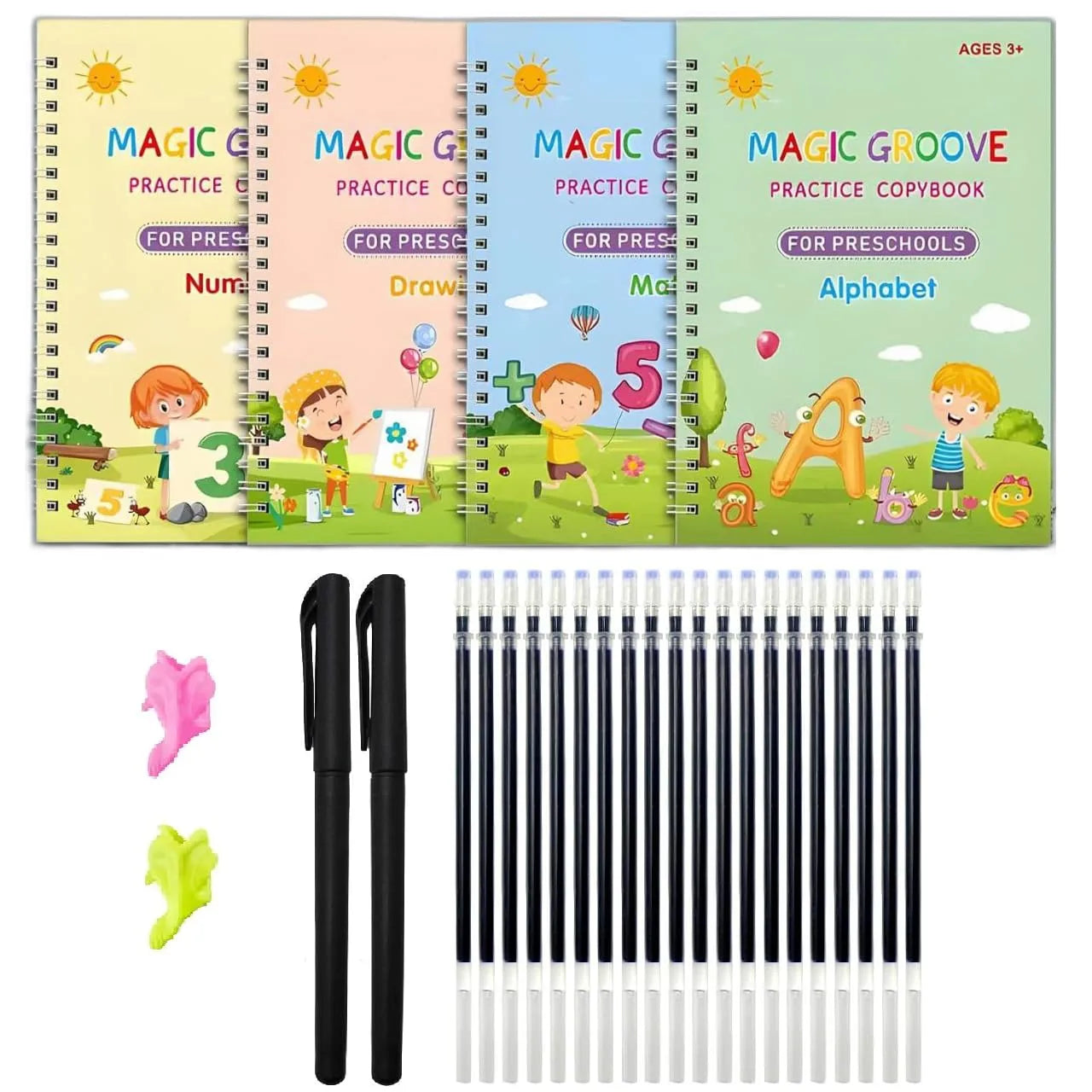 SkillSprout™ Magic Writing Kit (4 Books + Pen, Grip & 10 Refills)
