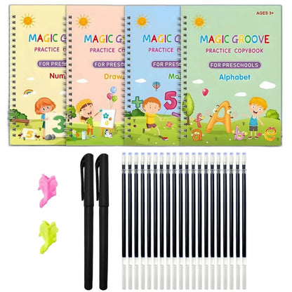 SkillSprout™ Magic Writing Kit (4 Books + Pen, Grip & 10 Refills)